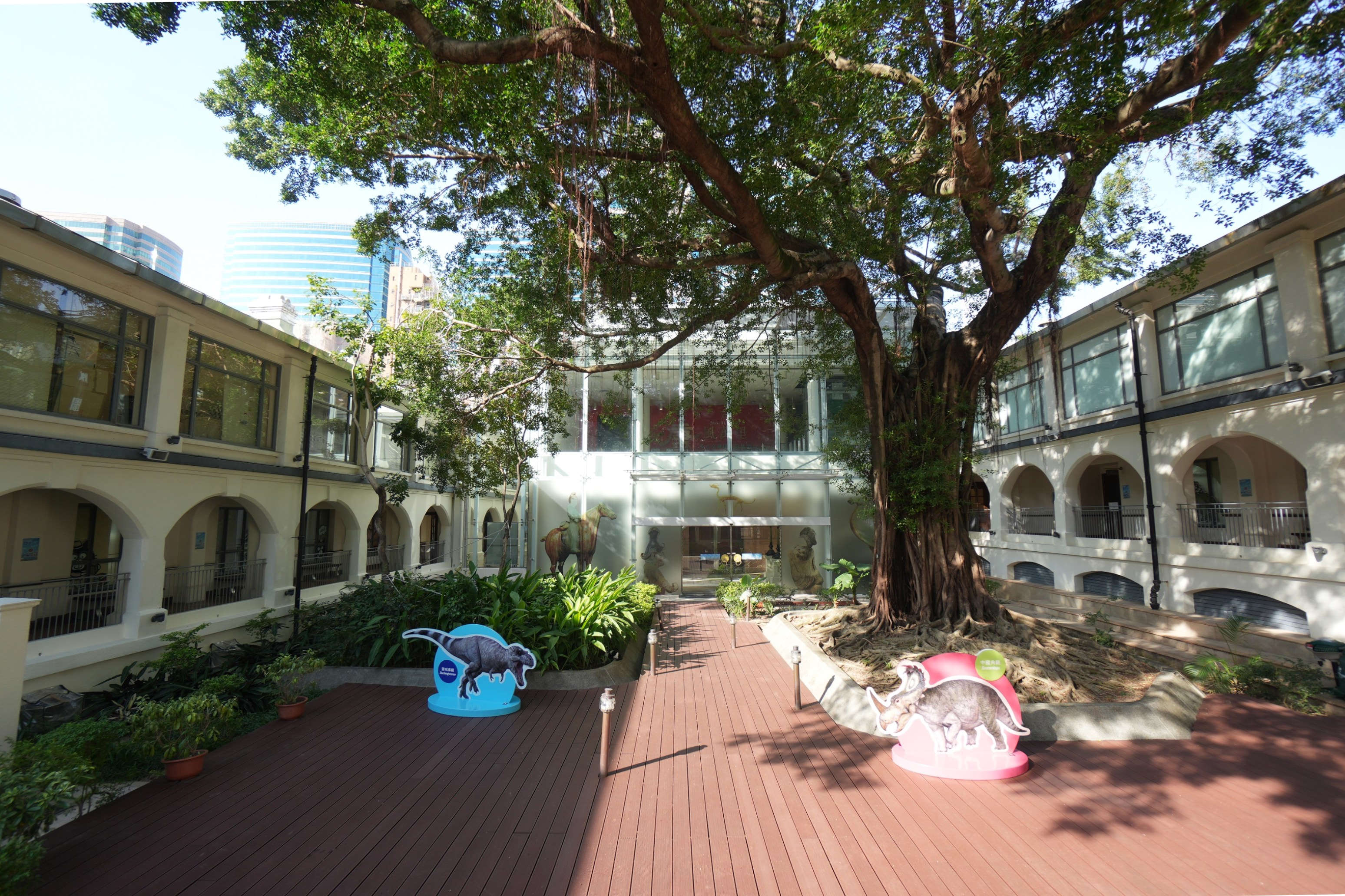 S61及S62座之間的庭院，樹影婆娑，舒閒恬靜。