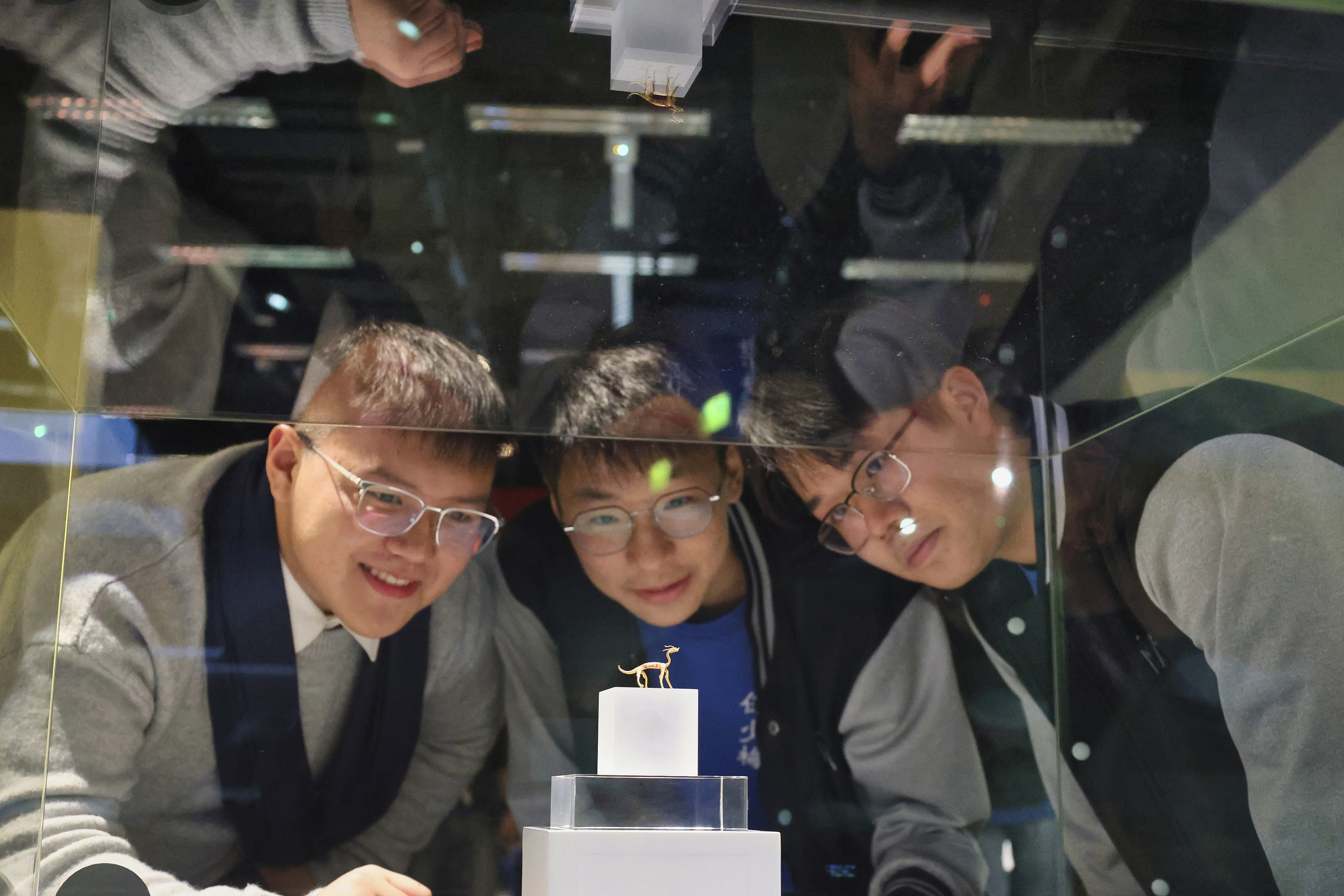 参观「唐风万里」展览的同学,对「赤金走龙」展现的唐代工匠工艺,叹为观止。(天主教慈幼会伍少梅中学)