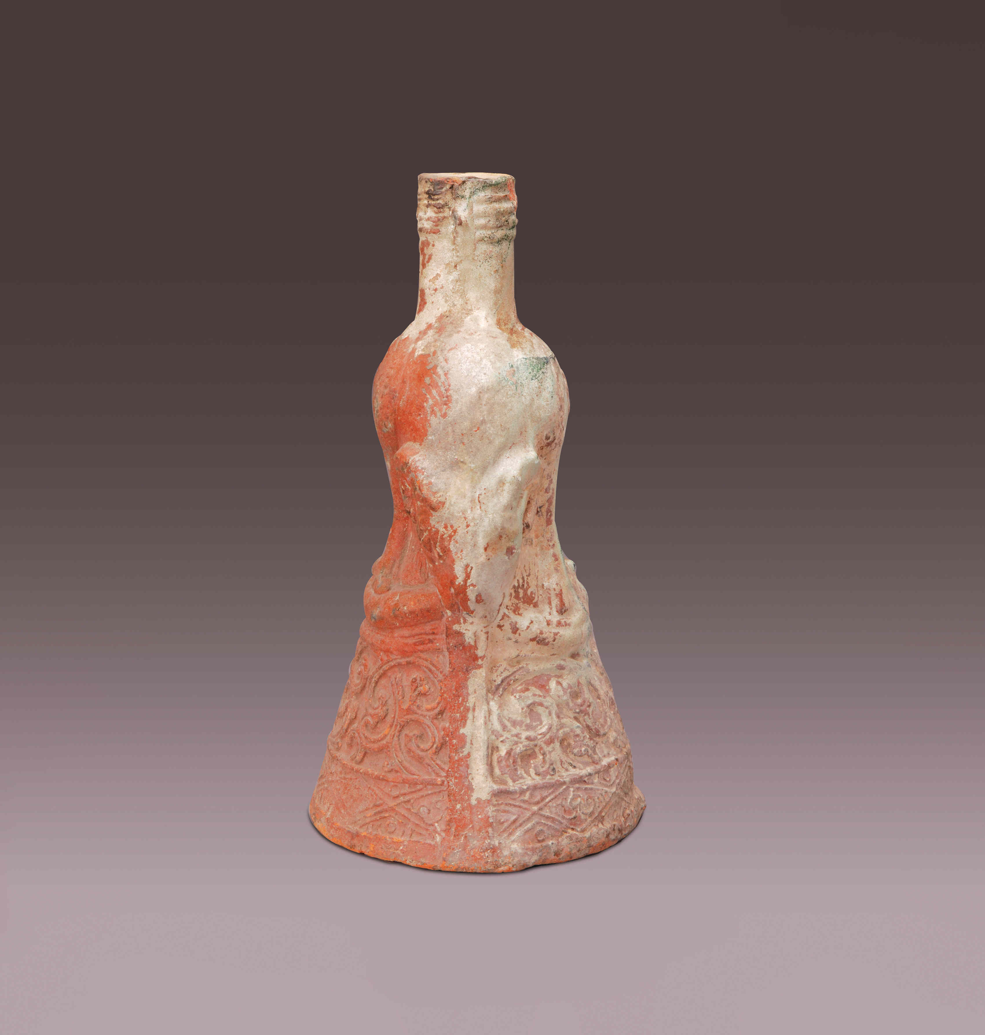 黃白釉神獸陶搖錢樹座