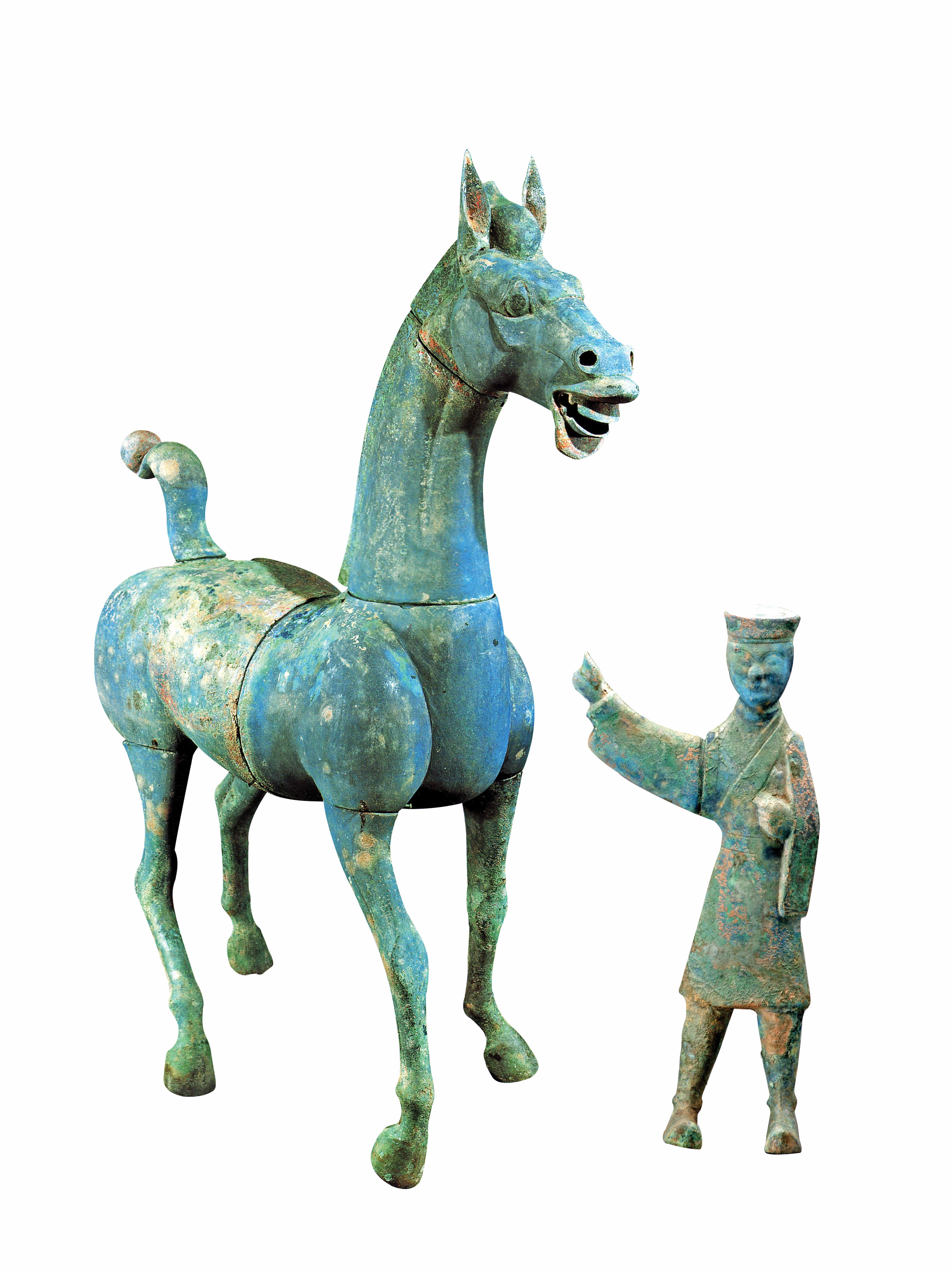 銅牽馬俑及銅馬