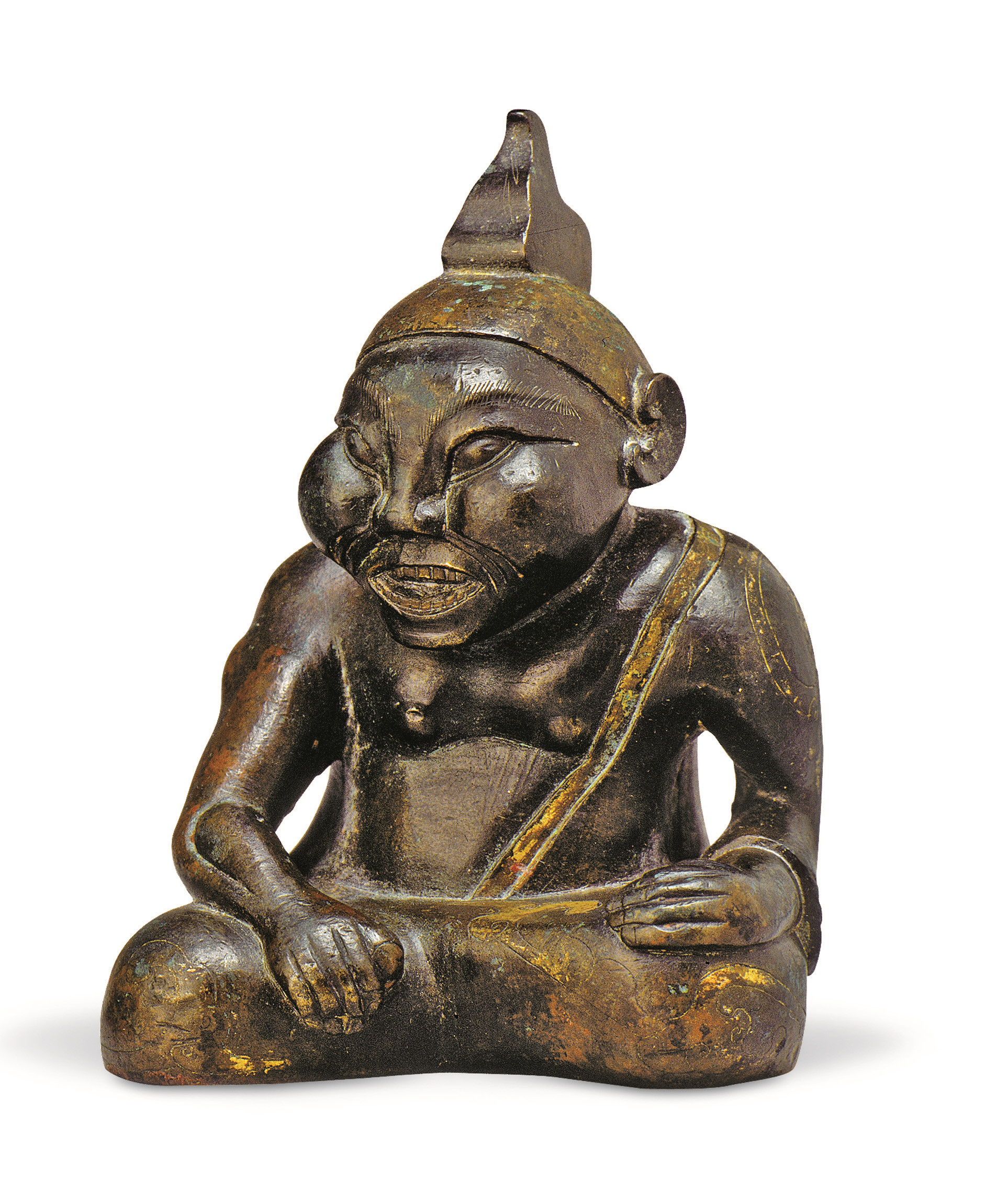 銅說唱俑席鎮造型生動,具極高藝術價值。(河北博物院藏)