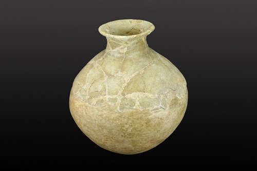 Soft pottery jar with lozenge and raised dot design
