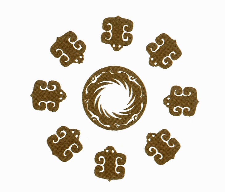 「太陽神鳥」金飾與金蛙形器組合想像復原圖