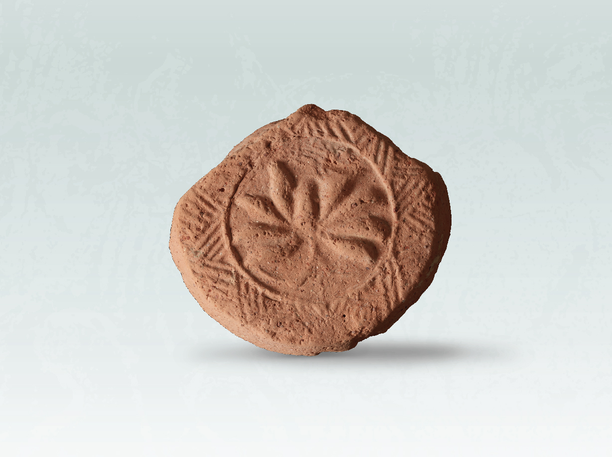 Eaves end tile with peony design