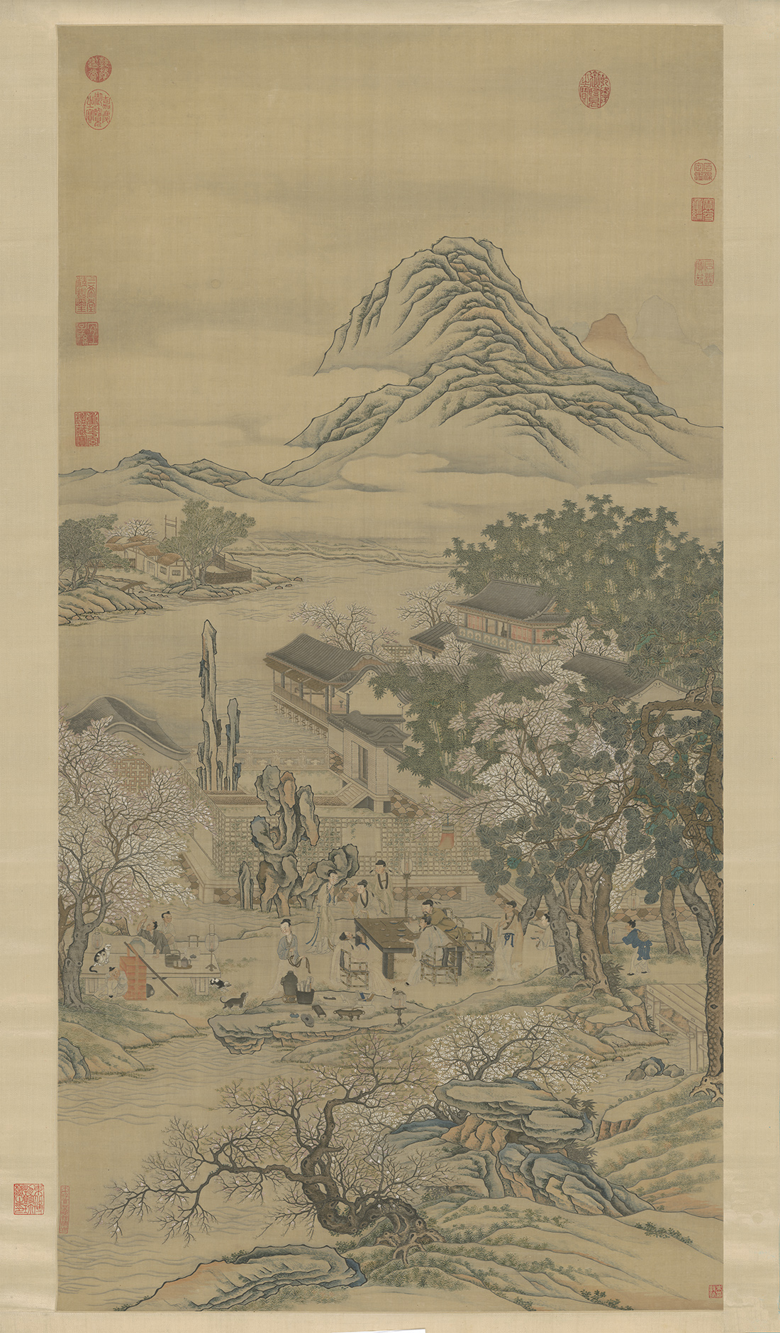 緙絲李白《春夜宴桃李園序》立軸