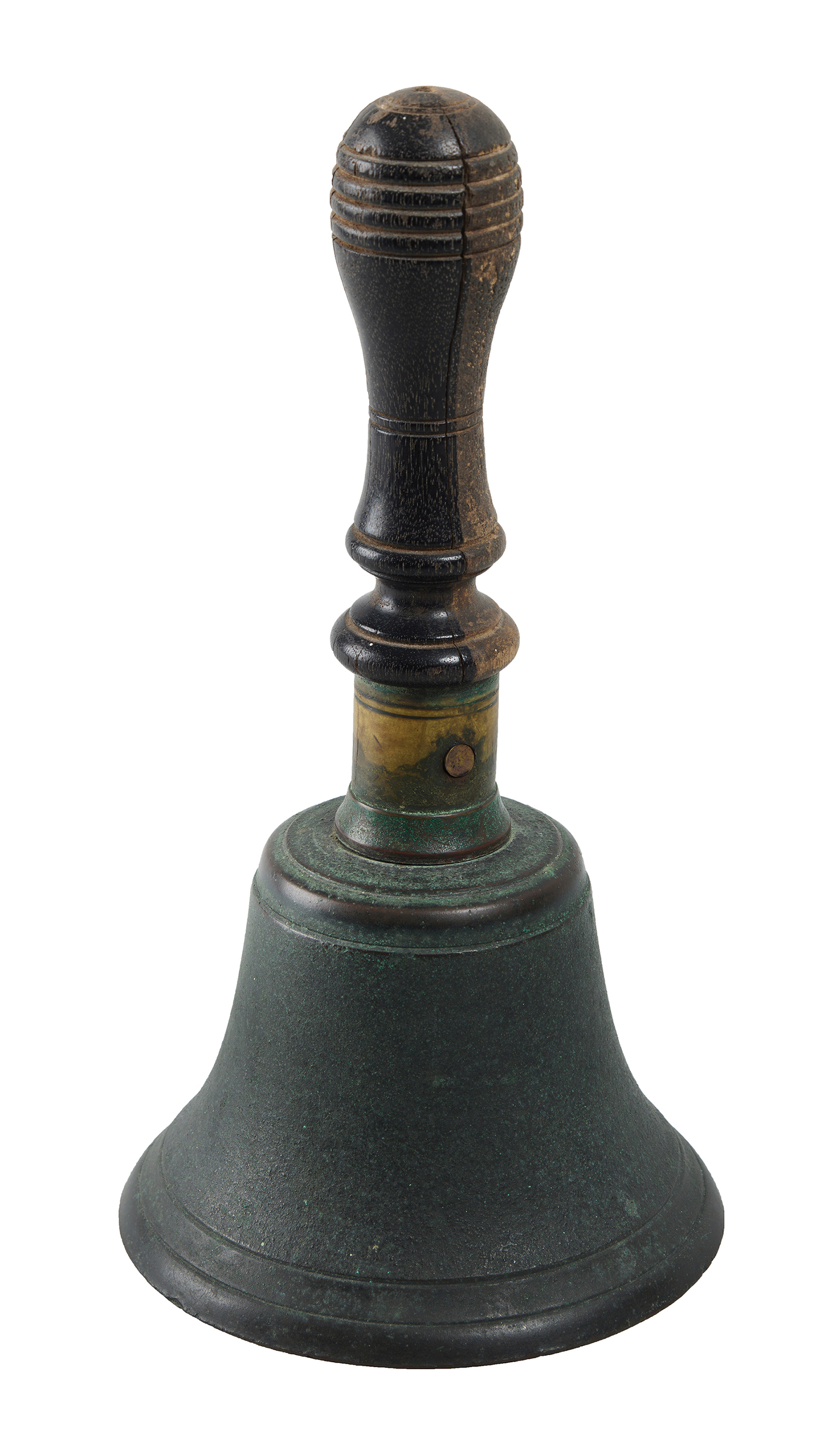 A bronze school bell once used to notify the students the beginning of class